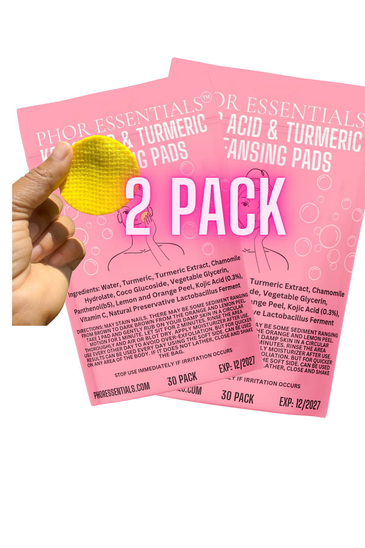 2 Pack Turmeric Kojic Acid Exfoliating Cleansing Pads – PHOR