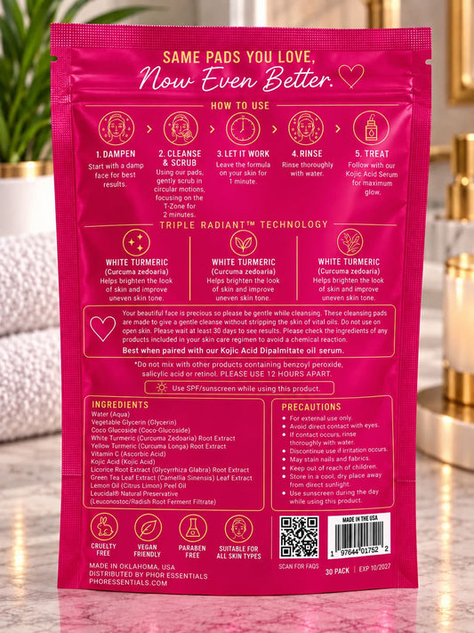 Kojic Acid Turmeric Pads Skin Brightening, Fades Dark Spots
