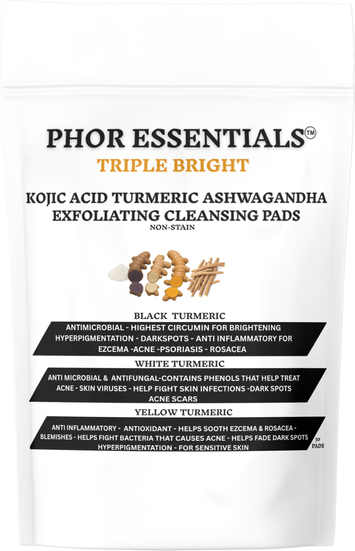 Phor Essentials Triple Bright Non-Stain Turmeric Skin Brightening Pads