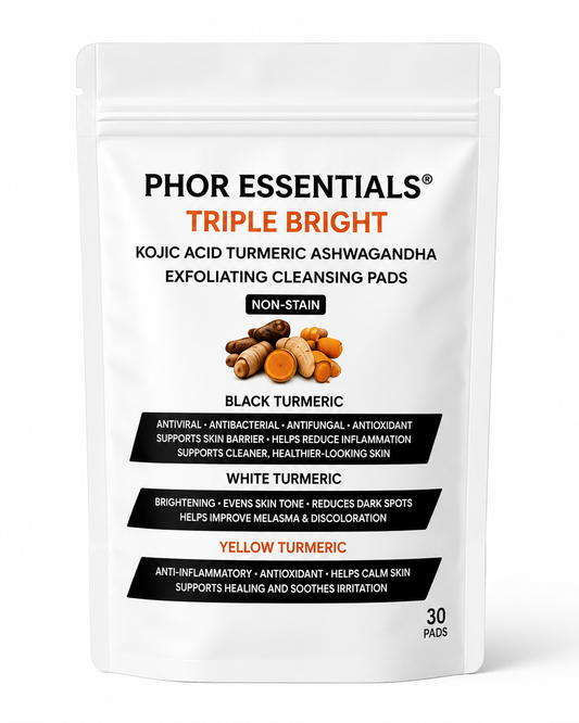 Phor Essentials Triple Bright Non-Stain Kojic Acid Turmeric Skin Brightening Pads